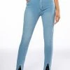 NIGHTFALL MID RISE SKINNY JEANS WITH FRONT SLIT -akira shop nightfall mid rise skinny jeans with front slit light blue denim 1 1 c1