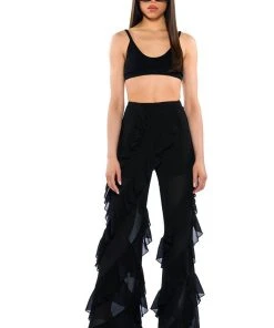 NINA RUFFLE TROUSER -akira shop nina ruffle trouser black 3 3