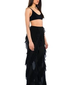 NINA RUFFLE TROUSER -akira shop nina ruffle trouser black 5 5