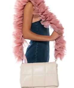 NO PICTURES PLEASE TULLE PURSE STRAP -akira shop no pictures please tulle purse strap mauve 1 1