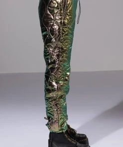 NOT A CARE METALLIC QUILTED PANT -akira shop not a care metallic quilted pant black 6 6