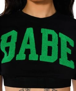 NOT YOUR BABE CROPPED SHORT SLEEVE CREW NECK TSHIRT -akira shop not your babe cropped short sleeve crew neck tshirt black 6 6 c1 c1 c1
