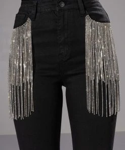 NOTHIN BETTER RHINESTONE POCKET SKINNY JEANS -akira shop nothin better rhinestone pocket skinny jeans black 6 6 c1 c1