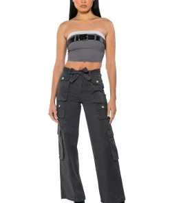 NOTHING ABOUT YOU BELTED CARGO PANTS -akira shop nothing about you belted cargo pants grey 3 3