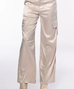 NOTHING BUT TROUBLE SATIN CARGO PANT -akira shop nothing but trouble satin cargo pant ivory 3 3