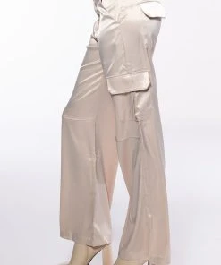 NOTHING BUT TROUBLE SATIN CARGO PANT -akira shop nothing but trouble satin cargo pant ivory 4 4