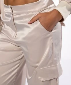 NOTHING BUT TROUBLE SATIN CARGO PANT -akira shop nothing but trouble satin cargo pant ivory 6 6