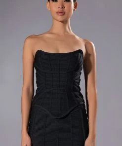 OCEAN EYES STRAPLESS BANDAGE CORSET -akira shop ocean eyes strapless bandage corset black 3 3