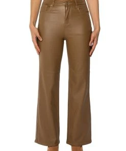 OFF DUTY FLEECE LINED LEATHER LOOK COATED STRAIGHT LEG PANT