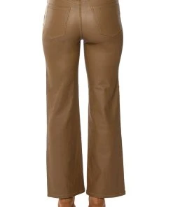 OFF DUTY FLEECE LINED LEATHER LOOK COATED STRAIGHT LEG PANT -akira shop off duty fleece lined leather look coated straight leg pant brown 6 6