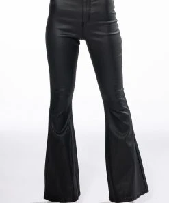**TALL** ON DUTY VEGAN LEATHER HIGH RISE FLARE PANTS -akira shop on duty vegan leather high rise flare pants long inseam black 4 4