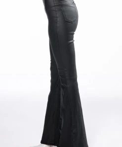 **TALL** ON DUTY VEGAN LEATHER HIGH RISE FLARE PANTS -akira shop on duty vegan leather high rise flare pants long inseam black 5 5