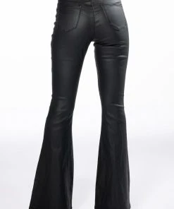 **TALL** ON DUTY VEGAN LEATHER HIGH RISE FLARE PANTS -akira shop on duty vegan leather high rise flare pants long inseam black 6 6