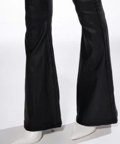 **TALL** ON DUTY VEGAN LEATHER HIGH RISE FLARE PANTS -akira shop on duty vegan leather high rise flare pants long inseam black 7 7