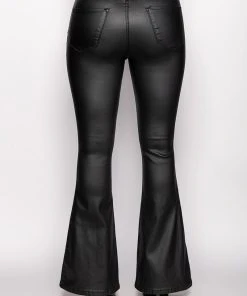 ON DUTY VEGAN LEATHER HIGH RISE FLARE PANTS -akira shop on duty vegan leather high rise flare pants black 5 5 c1 c1