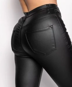 ON DUTY VEGAN LEATHER HIGH RISE FLARE PANTS -akira shop on duty vegan leather high rise flare pants black 6 6 c1 c1