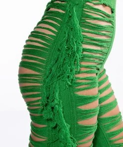 ON THE BORDER KNIT BRALETTE AND PANTS SET -akira shop on the border knit bralette and pants set green 12 12