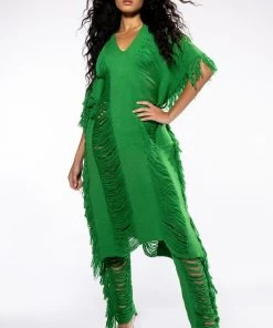 ON THE BORDER KNIT BRALETTE AND PANTS SET -akira shop on the border knit bralette and pants set green 4 4