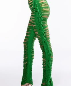 ON THE BORDER KNIT BRALETTE AND PANTS SET -akira shop on the border knit bralette and pants set green 8 8