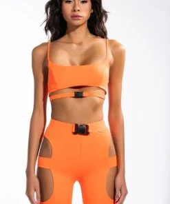 ON YOUR MARKS BUCKLE DETAIL BRALETTE -akira shop on your marks buckle detail bralette orange 4 4