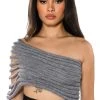 ONE SHOULDER RIB KNIT LAYERING TUBE TOP