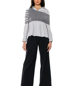 ONE SHOULDER RIB KNIT LAYERING TUBE TOP -akira shop one shoulder rib knit layering tube top gray 6 6