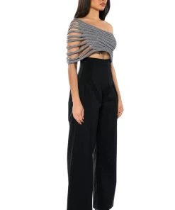 ONE SHOULDER RIB KNIT LAYERING TUBE TOP -akira shop one shoulder rib knit layering tube top gray 7 7