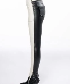 ONLY YOU TWO TONED FAUX LEATHER PANT -akira shop only you two toned faux leather pant black white 6 6 c1