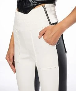 ONLY YOU TWO TONED FAUX LEATHER PANT -akira shop only you two toned faux leather pant black white 8 8