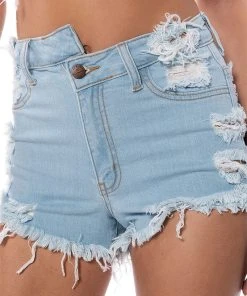 OPPOSITE DIRECTION HIGH WAISTED DENIM SHORTS 23 OPPOSITE DIRECTION HIGH WAISTED DENIM SHORTS -akira shop opposite direction high waisted denim shorts light blue denim 11 11