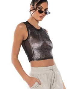 akira shop -akira shop out of this galaxy mesh top black 2 2 c1