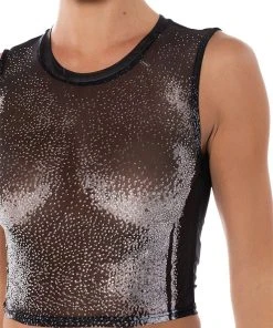 OUT OF THIS GALAXY MESH TOP -akira shop out of this galaxy mesh top black 6 6