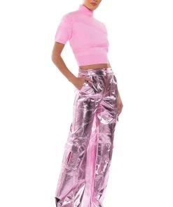 OUT OF THIS WORLD METALLIC CARGO PANTS -akira shop out of this world metallic cargo pants pink 4 4
