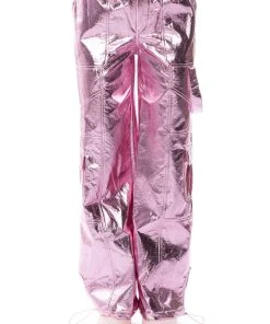 OUT OF THIS WORLD METALLIC CARGO PANTS -akira shop out of this world metallic cargo pants pink 5 5
