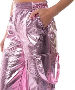 OUT OF THIS WORLD METALLIC CARGO PANTS -akira shop out of this world metallic cargo pants pink 8 8