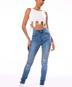 OUTTA THIS WORLD DISTRESSED RHINESTONE HIGH RISE SKINNY JEANS 10 OUTTA THIS WORLD DISTRESSED RHINESTONE HIGH RISE SKINNY JEANS -akira shop outta this world distressed rhinestone high rise skinny jeans medium blue denim 2 2 c1