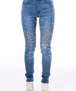 OUTTA THIS WORLD DISTRESSED RHINESTONE HIGH RISE SKINNY JEANS 11 OUTTA THIS WORLD DISTRESSED RHINESTONE HIGH RISE SKINNY JEANS -akira shop outta this world distressed rhinestone high rise skinny jeans medium blue denim 3 3 c1