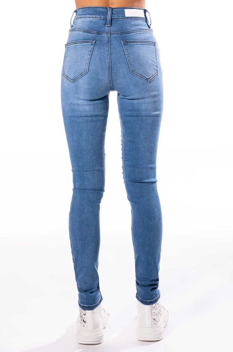 OUTTA THIS WORLD DISTRESSED RHINESTONE HIGH RISE SKINNY JEANS 7 OUTTA THIS WORLD DISTRESSED RHINESTONE HIGH RISE SKINNY JEANS - Image 5