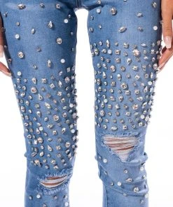 OUTTA THIS WORLD DISTRESSED RHINESTONE HIGH RISE SKINNY JEANS 14 OUTTA THIS WORLD DISTRESSED RHINESTONE HIGH RISE SKINNY JEANS -akira shop outta this world distressed rhinestone high rise skinny jeans medium blue denim 6 6 c1