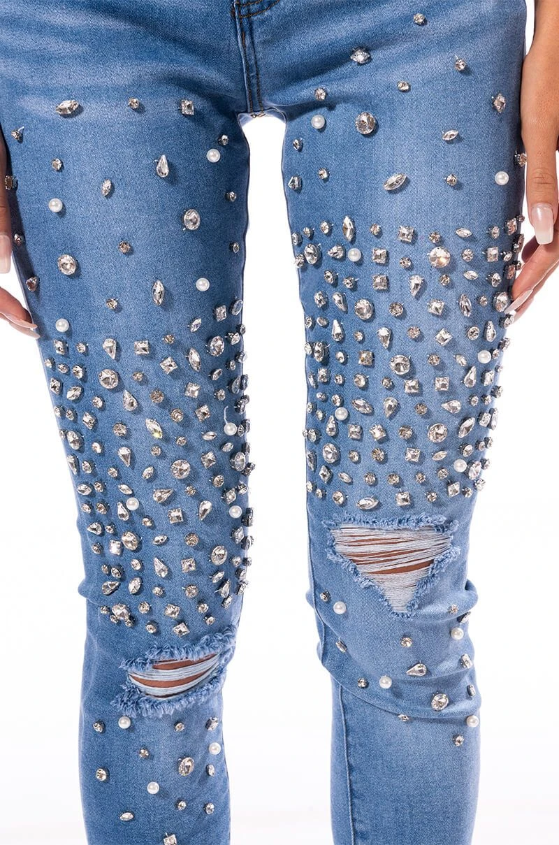 OUTTA THIS WORLD DISTRESSED RHINESTONE HIGH RISE SKINNY JEANS 8 OUTTA THIS WORLD DISTRESSED RHINESTONE HIGH RISE SKINNY JEANS - Image 6