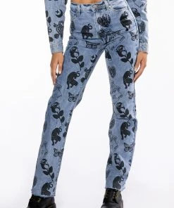 PAINTED TATTOO STRAIGHT LEG DENIM