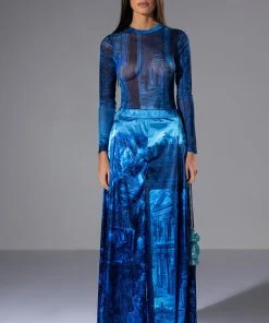 PARADISE ABSTRACT WIDE LEG PANT 17 PARADISE ABSTRACT WIDE LEG PANT -akira shop paradise abstract wide leg pant blue multi 3 3