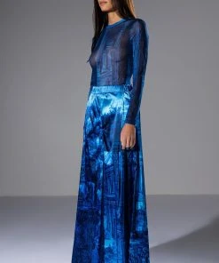 PARADISE ABSTRACT WIDE LEG PANT 12 PARADISE ABSTRACT WIDE LEG PANT -akira shop paradise abstract wide leg pant blue multi 4 4 c1