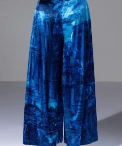 PARADISE ABSTRACT WIDE LEG PANT 15 PARADISE ABSTRACT WIDE LEG PANT -akira shop paradise abstract wide leg pant blue multi 7 7 c1
