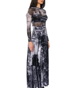 PARADISE ABSTRACT WIDE LEG PANT -akira shop paradise abstract wide leg pant silver multi 4 4