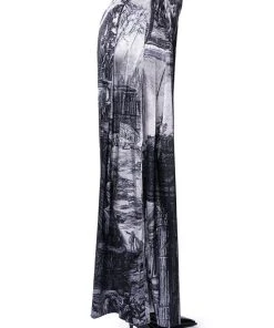 PARADISE ABSTRACT WIDE LEG PANT -akira shop paradise abstract wide leg pant silver multi 6 6