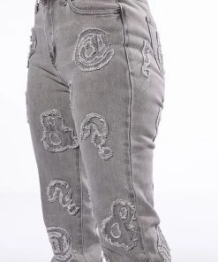 PATCH DETAIL SOFT DENIM STRAIGHT LEG JEAN -akira shop patch detail soft denim straight leg jean grey 7 7