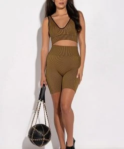 PAXTON GREEN LIGHT V NECK BRALETTE -akira shop paxton green light v neck bralette brown multi 3 3