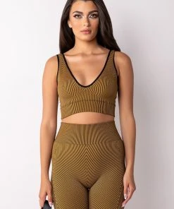 PAXTON GREEN LIGHT V NECK BRALETTE -akira shop paxton green light v neck bralette brown multi 4 4