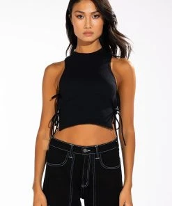 PAXTON RAY MOCK NECK TOP -akira shop paxton ray mock neck top black 3 3